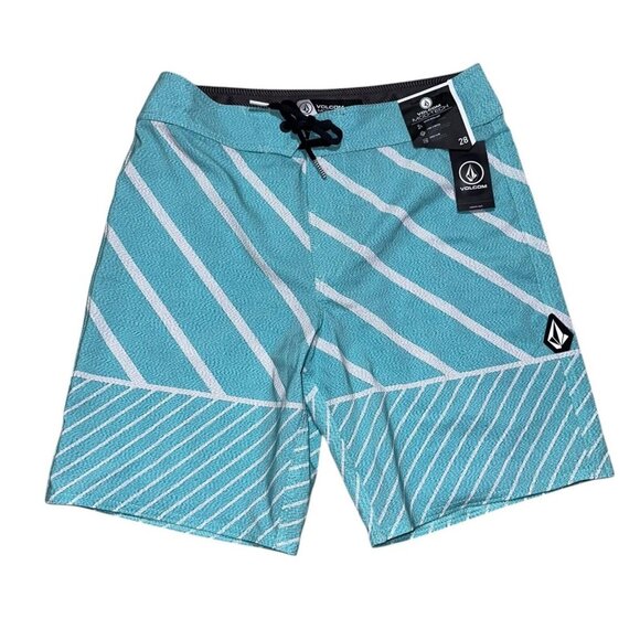 Volcom Big Boys Size 28 (16) Aqua Blue Quarta Mod-Tech Swim Board Short NWT - Picture 1 of 9